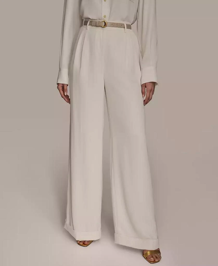 Donna Karan Women's Pinstripe Wide-Leg Belted Pants, Regular & Petite 1