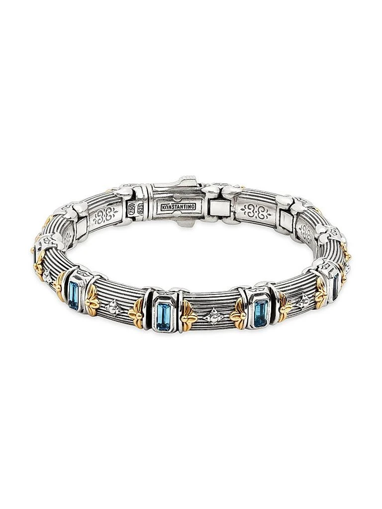 Konstantino Delos 2.0 Doric 18K Gold, Sterling Silver & Blue Topaz Bracelet 1