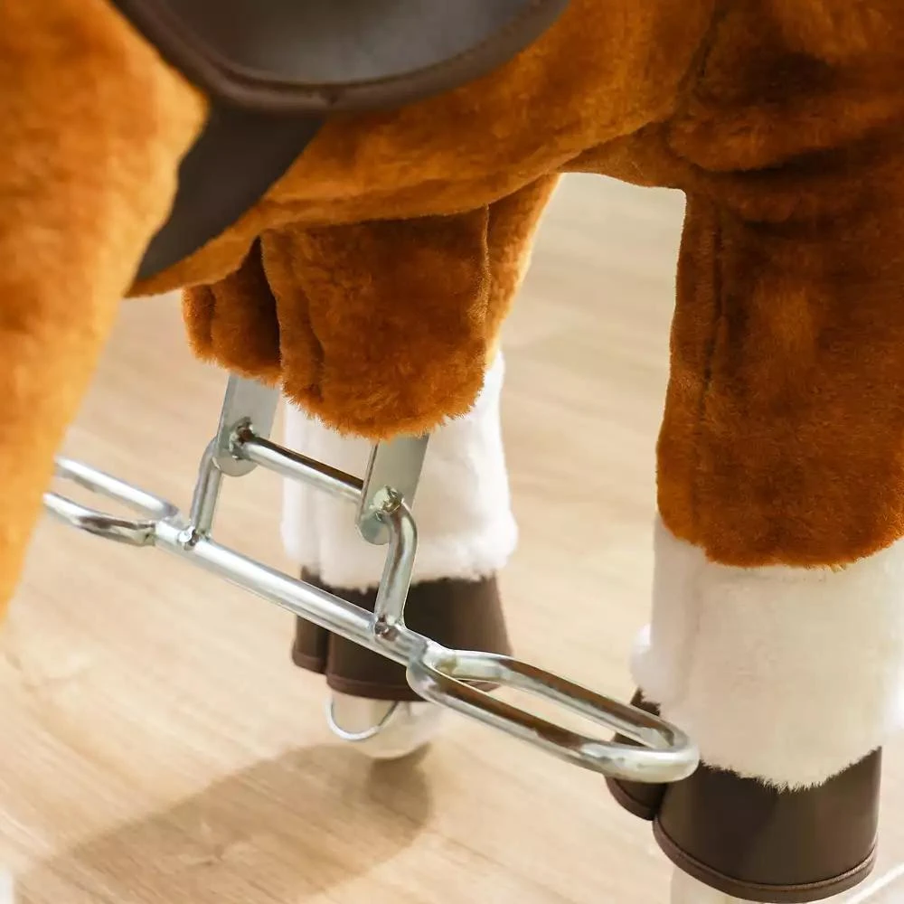 Qaba Ride on Horse, Walking Horse Toy, Kids Plush Riding Pony w/ Wheels 4