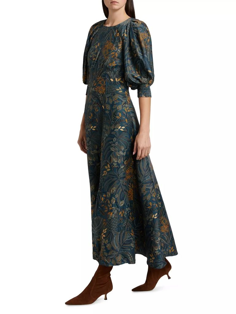 colorful dress midi Tropical Floral Ruffle-Sleeve Midi Dress – Resort Chic Style
