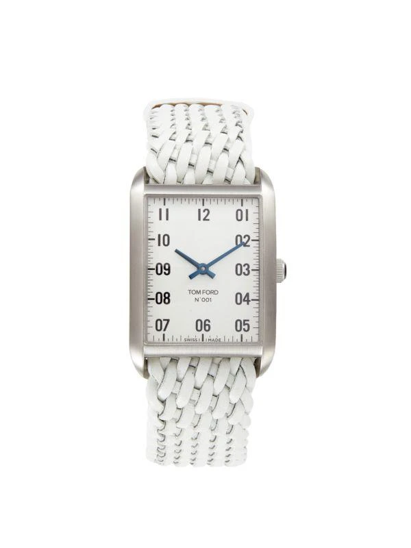 Tom Ford No. 001 30MM Stainless Steel & Braided Leather Strap Watch 1