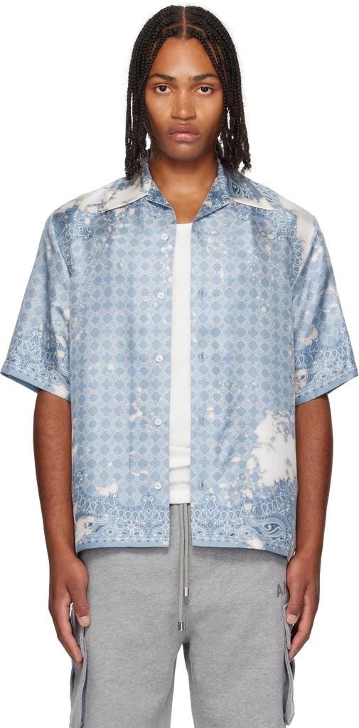 AMIRI Blue Bleach Bandana Bowling Shirt 1