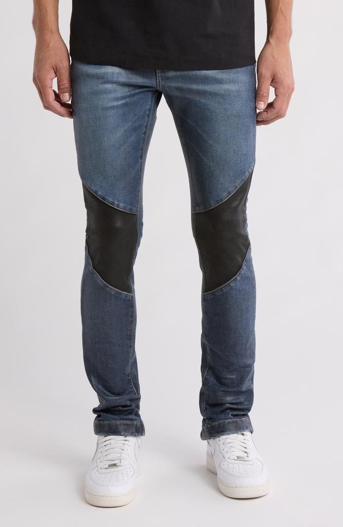 Purple Brand P001 Moto Patchwork Low Rise Skinny Jeans