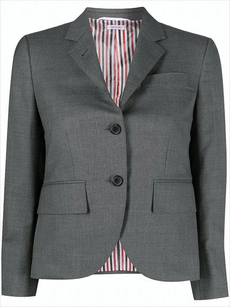 Thom Browne Tailored Grey Wool Blazer with Notched Lapel