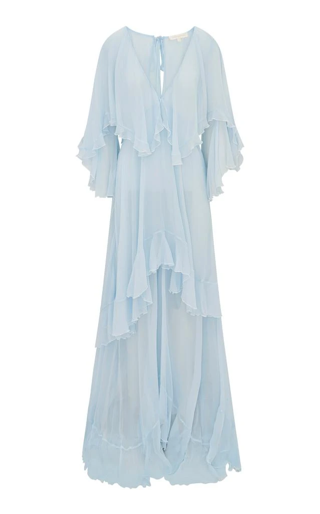 LOVESHACKFANCY LoveShackFancy - Collia Tiered Silk Chiffon Maxi Dress - Blue - S - Moda Operandi 1