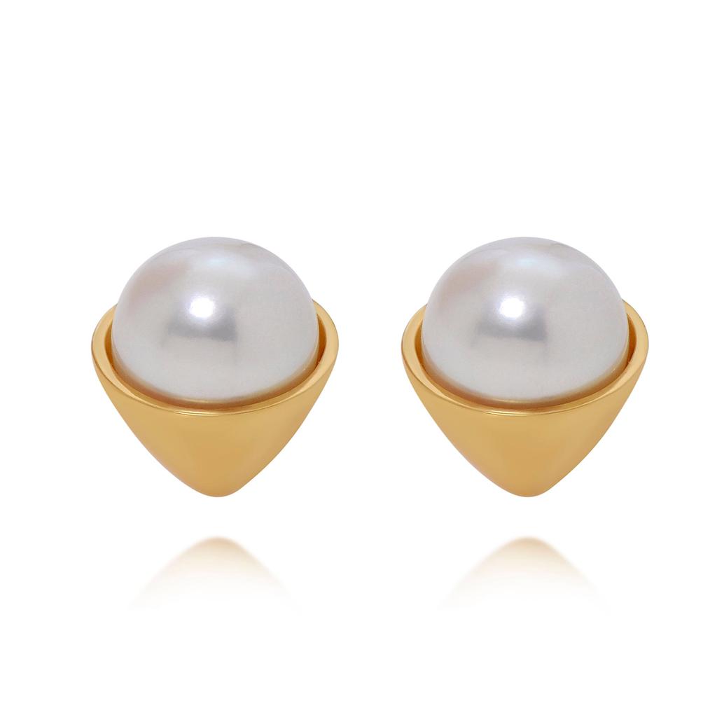 Assael Assael 18K Yellow Gold Japanese Akoya Cultured Pearl Stud Earrings EG-OY1.A
