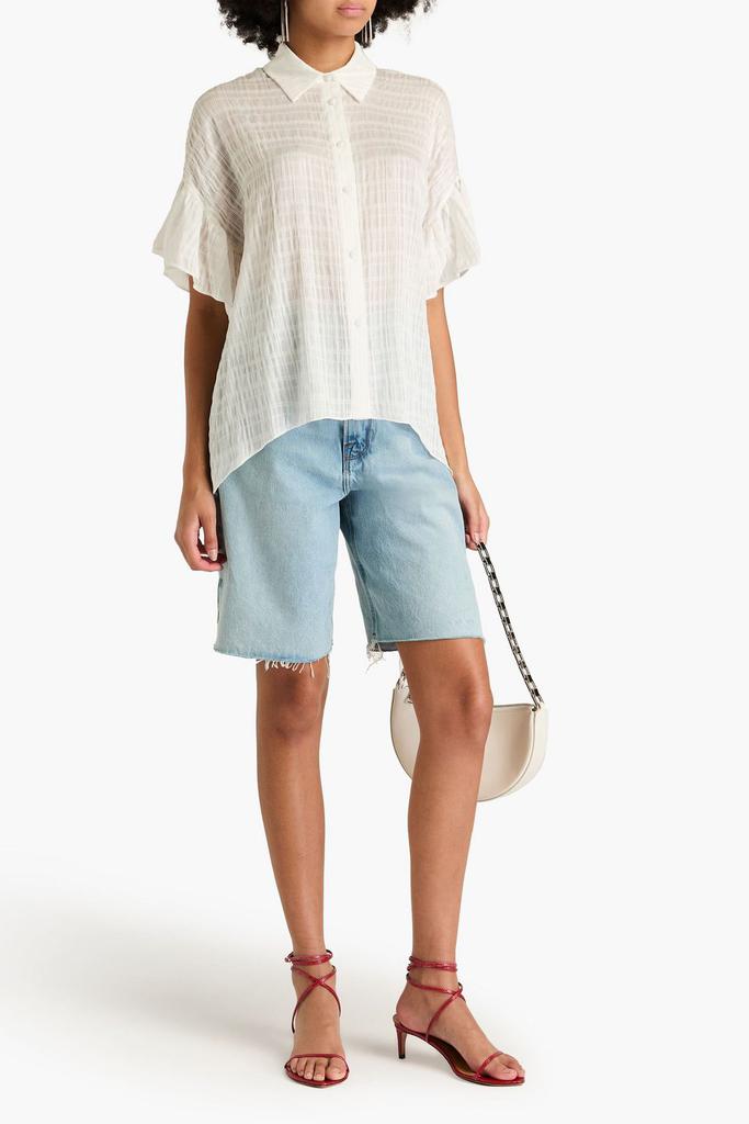 Alice + Olivia Edyth ruffled seersucker shirt
