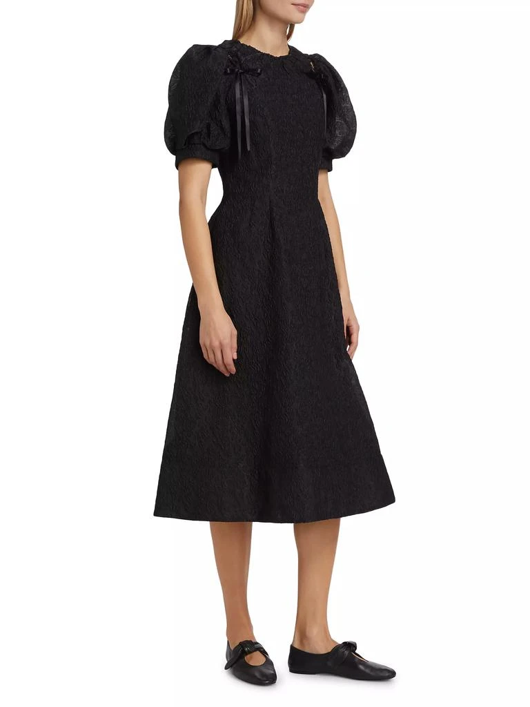 Simone Rocha Cloqué Puff-Sleeve A-Line Midi-Dress 4