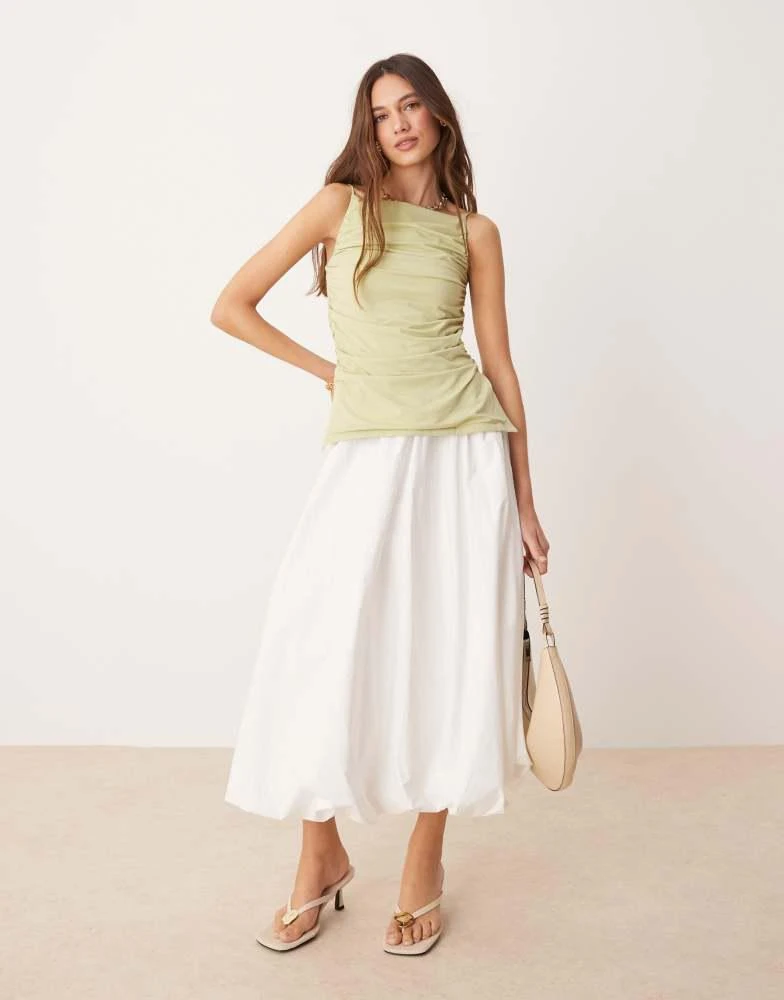 Abercrombie & Fitch Abercrombie & Fitch ruched high square neck top in green 3