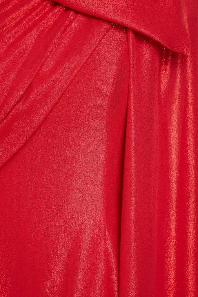 Jenny Packham One-shoulder bow-detailed lamé midi dress 4