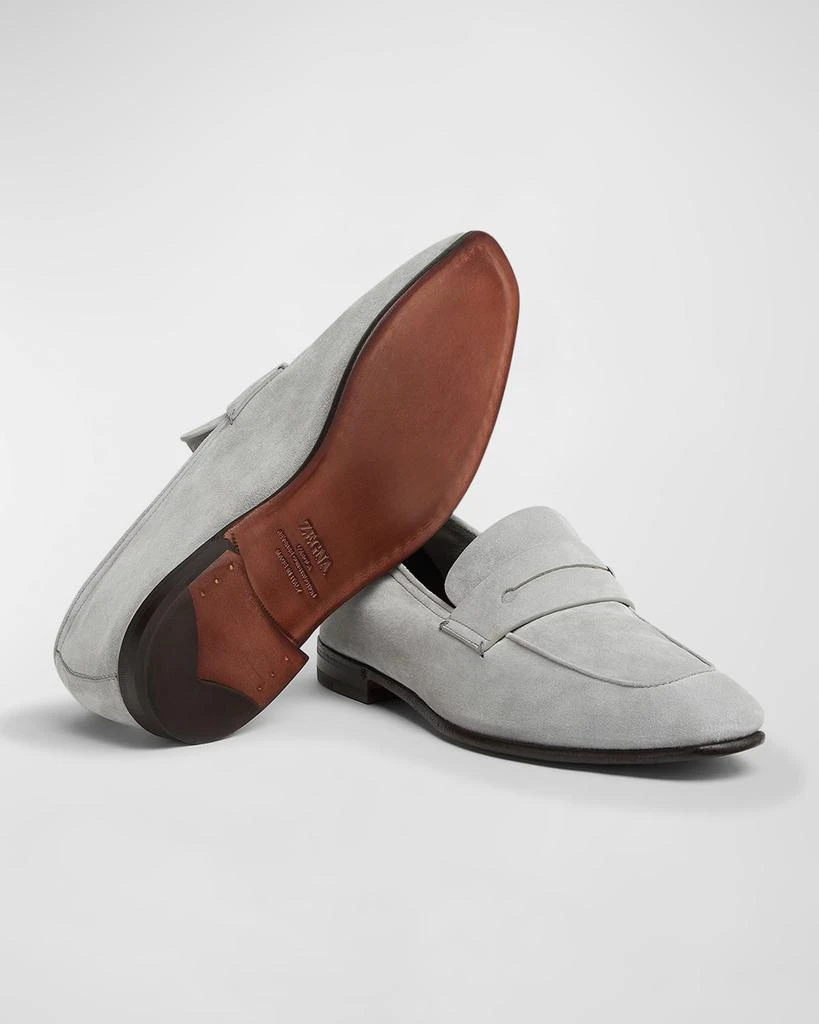 Zegna Men's Suede Penny Loafers 4
