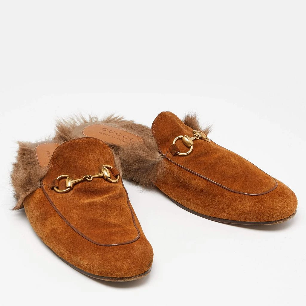 Gucci Gucci Brown Suede and Fur Lined Princetown Flat Mules Size 42 4