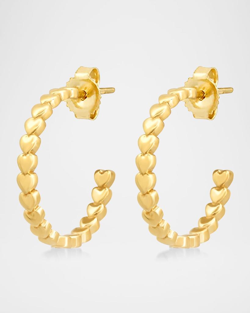 Jennifer Meyer 18K Yellow Gold Small Heart Link Hoop Earrings