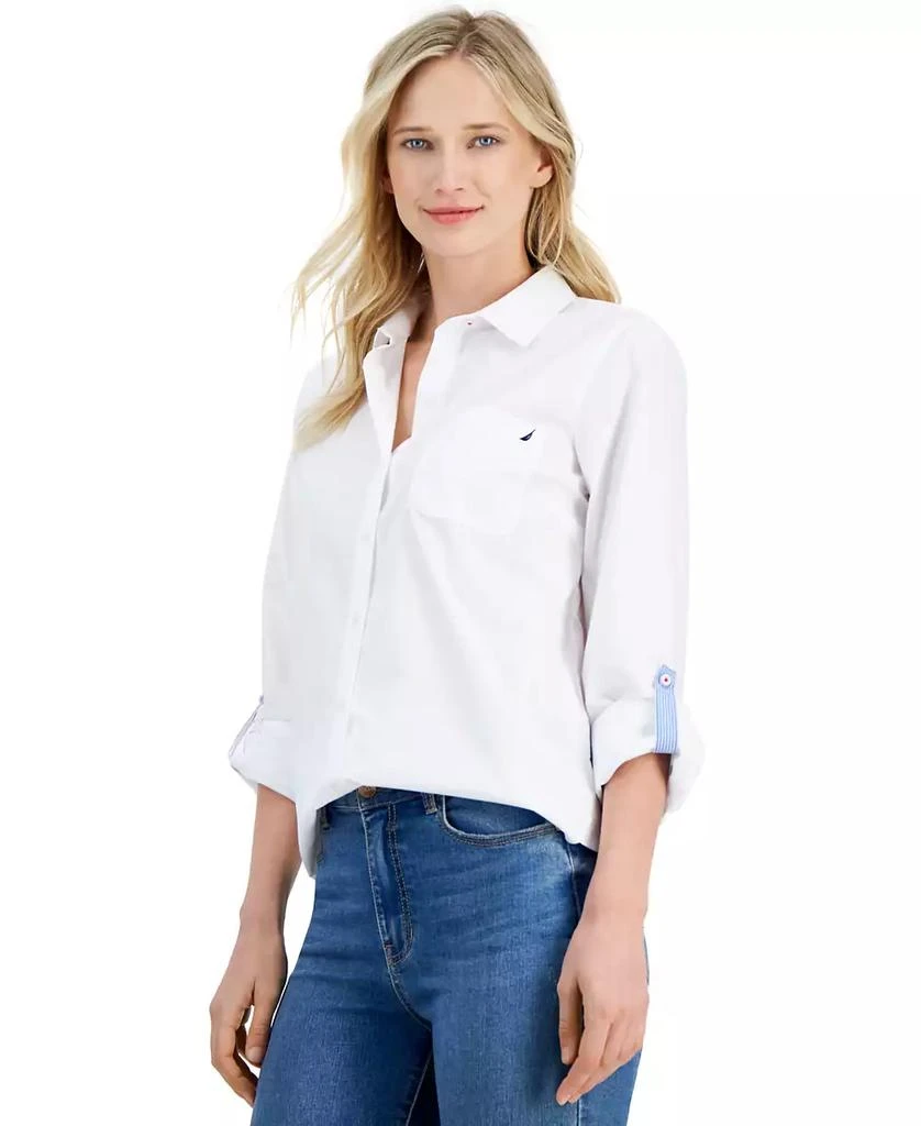 Nautica Jeans Women's Roll-Tab Button-Front Shirt 1