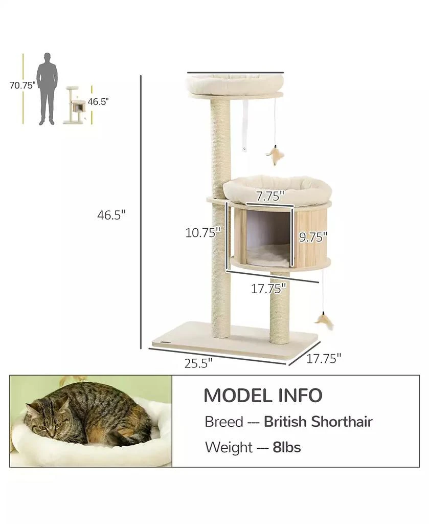 Zeus 
Ruta PawHut 3 Level Cat Tree Sisal Posts Badminton Toy Soft Cushions Play Areas 3