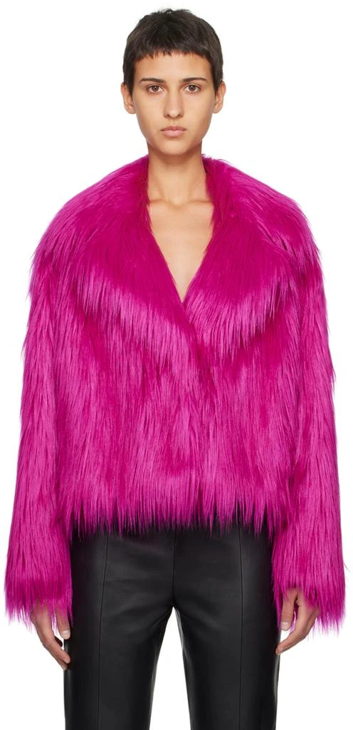 STAND STUDIO Pink Janet Faux-Fur Jacket 1