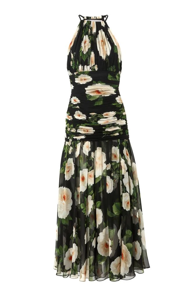 Carolina Herrera Carolina Herrera - Ruched Floral Silk Chiffon Maxi Dress - Multi - US 4 - Moda Operandi 1
