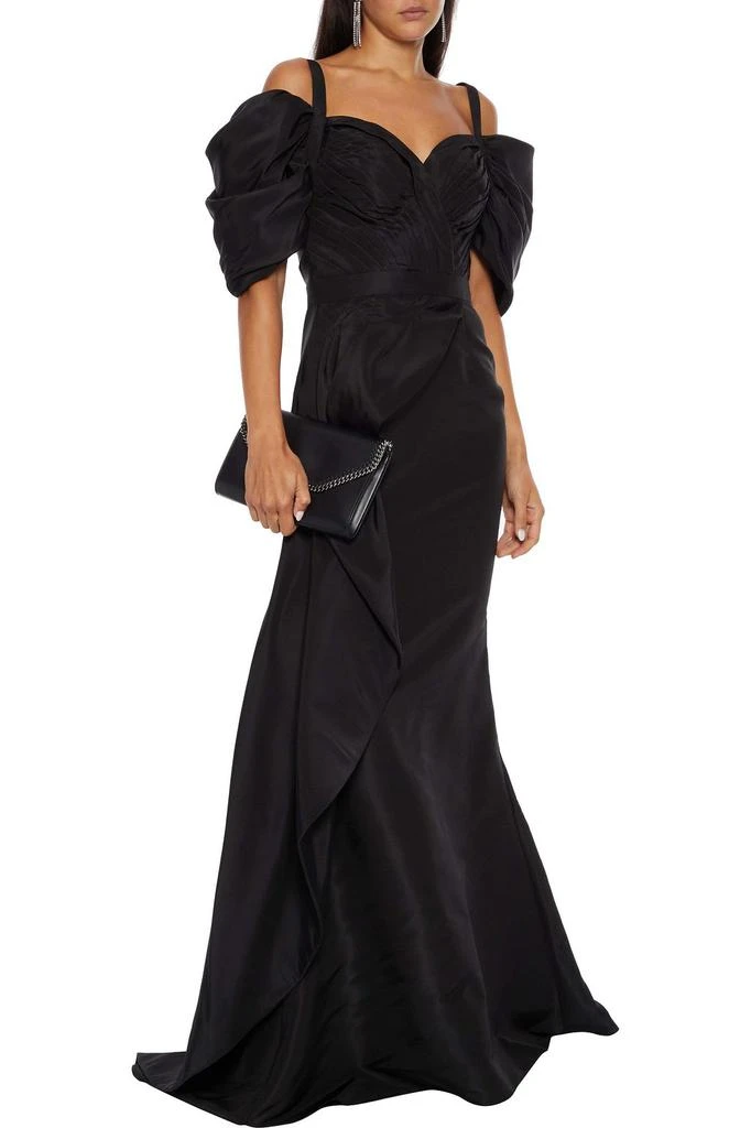 Alexander McQueen Cold-shoulder pleated draped silk-faille gown 2