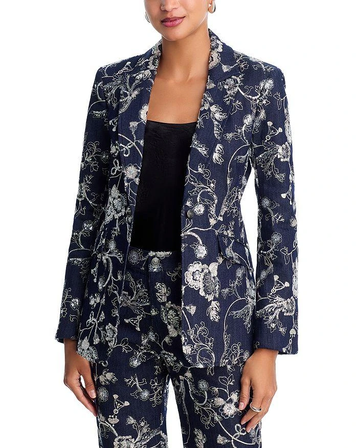 Cinq à Sept Garden Embroidered Denim Cheyenne Blazer
