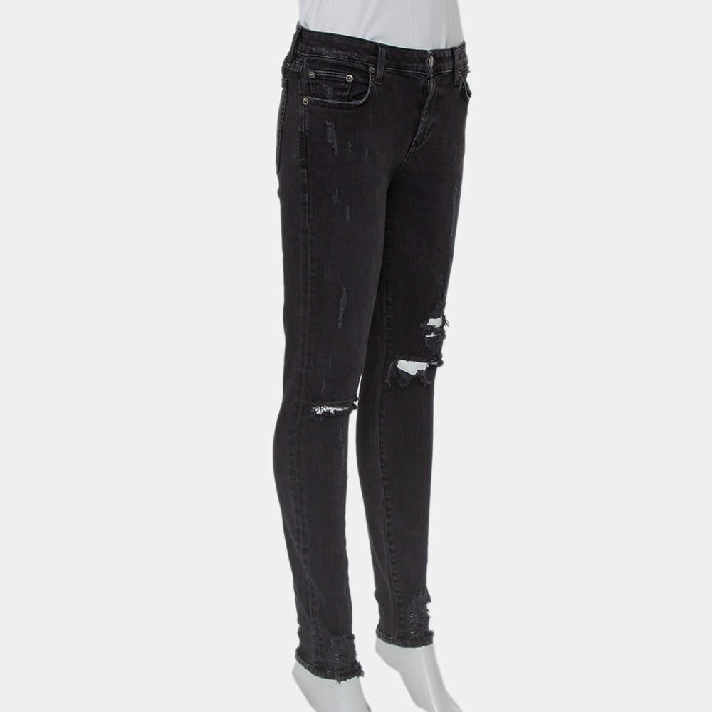 Lovers + Friends Lovers + Friends Black Denim Distressed Skinny Ricky Jeans M