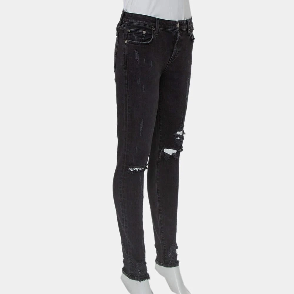 Lovers + Friends Lovers + Friends Black Denim Distressed Skinny Ricky Jeans M 2