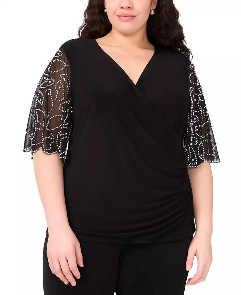 MSK Plus Size Short-Sleeve V-Neck Top 1