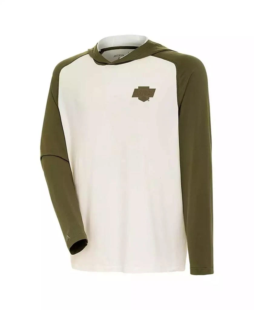 Antigua Men
s Cream/Olive Los Angeles Kings Intrepid Sand Raglan Long Sleeve Hoodie T-Shirt