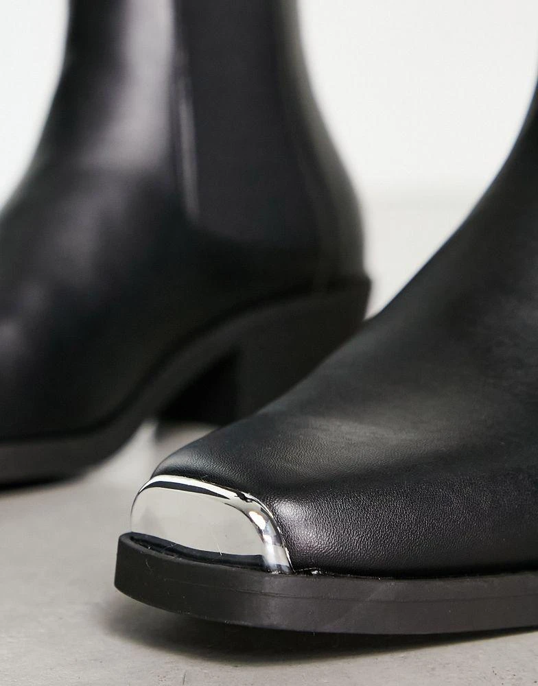 ASOS ASOS DESIGN cuban heel western chelsea boots in black faux leather 3
