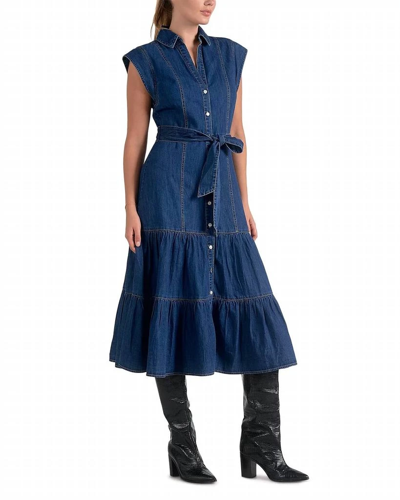 Elan Elan - Denim Cap Sleeve Midi Dress 3