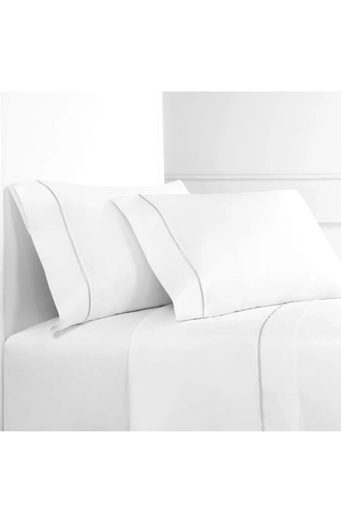 Melange Home Single Stripe Embroidered 300 Thread Count Cotton Percale Sheet Set 3