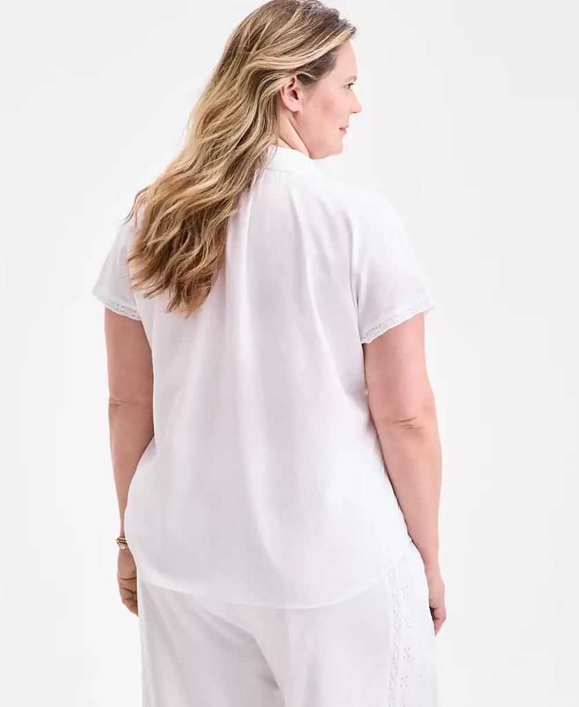 Style & Co Plus Size Eyelet Camp Shirt, Exclusively at Macy's