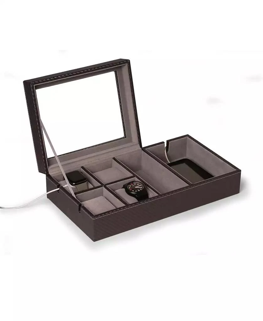 Bey-Berk Cabron Fiber Design Watch and Phone Storage with Cord Cut Out 1