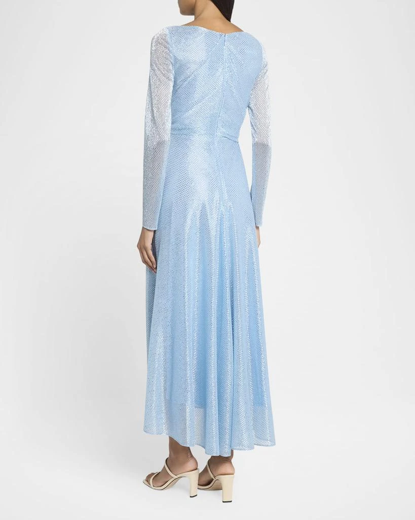 Talbot Runhof Metallic Mermaid Voile Long-Sleeve Midi Dress 3