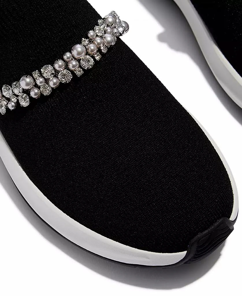 FitFlop Women
s F-Mode Flow Imitation Pearls and Crystal Knit Slip-On Sneakers 5