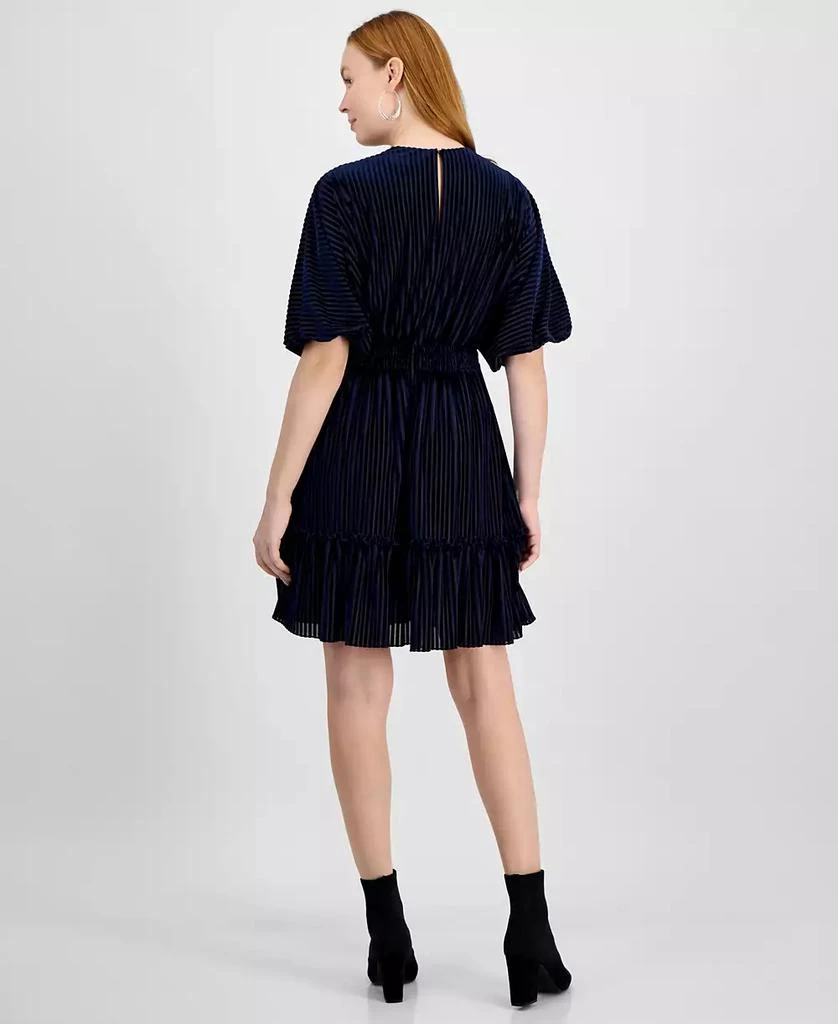 Taylor Women's Velvet Burnout Smocked Fit & Flare Dress 5