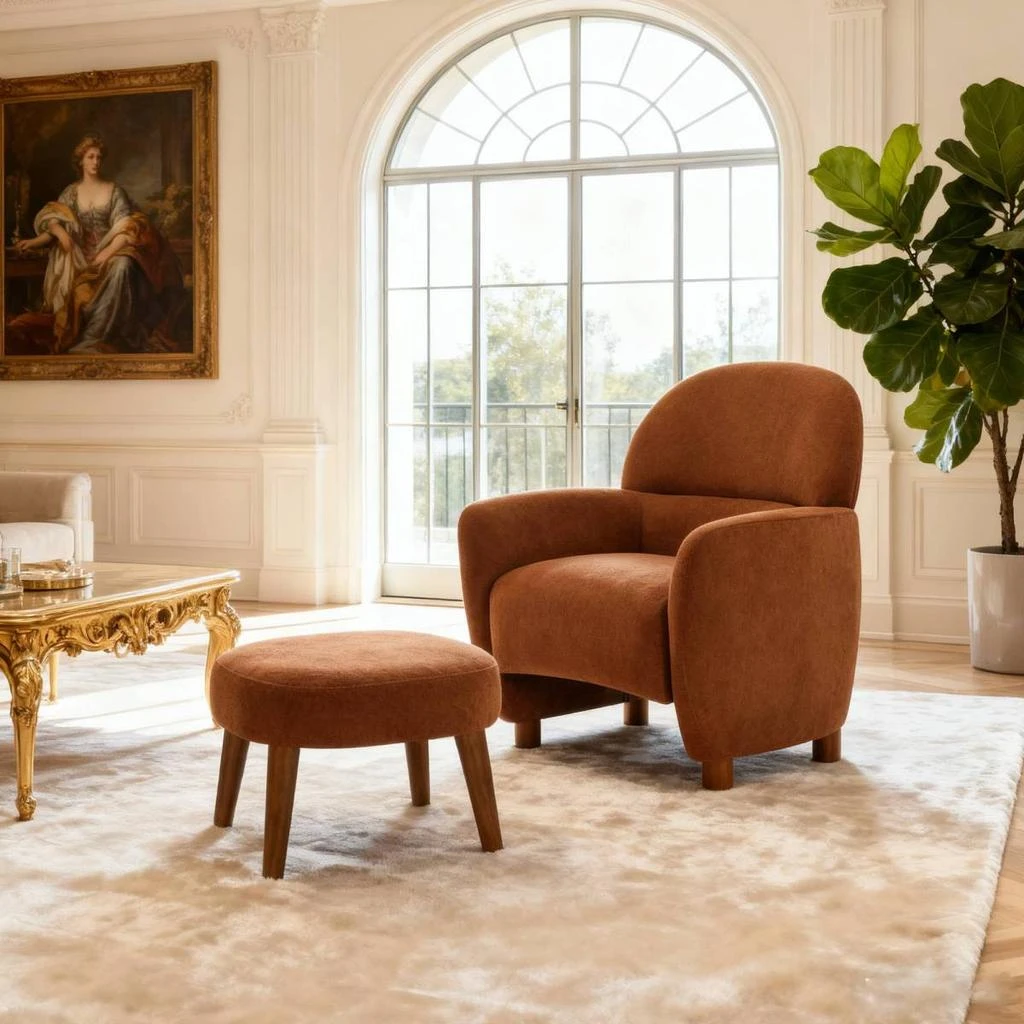 Streamdale Furniture Streamdale Modern Lazy Chair with Footrest Ottoman 4