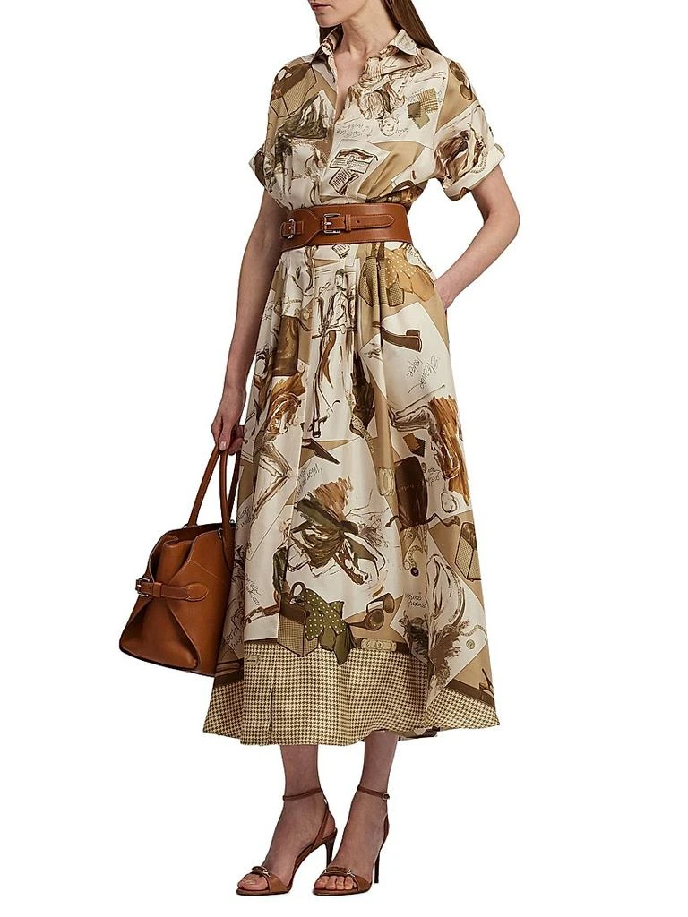 Ralph Lauren Donatella Diary-Print Silk Maxi Shirtdress 4