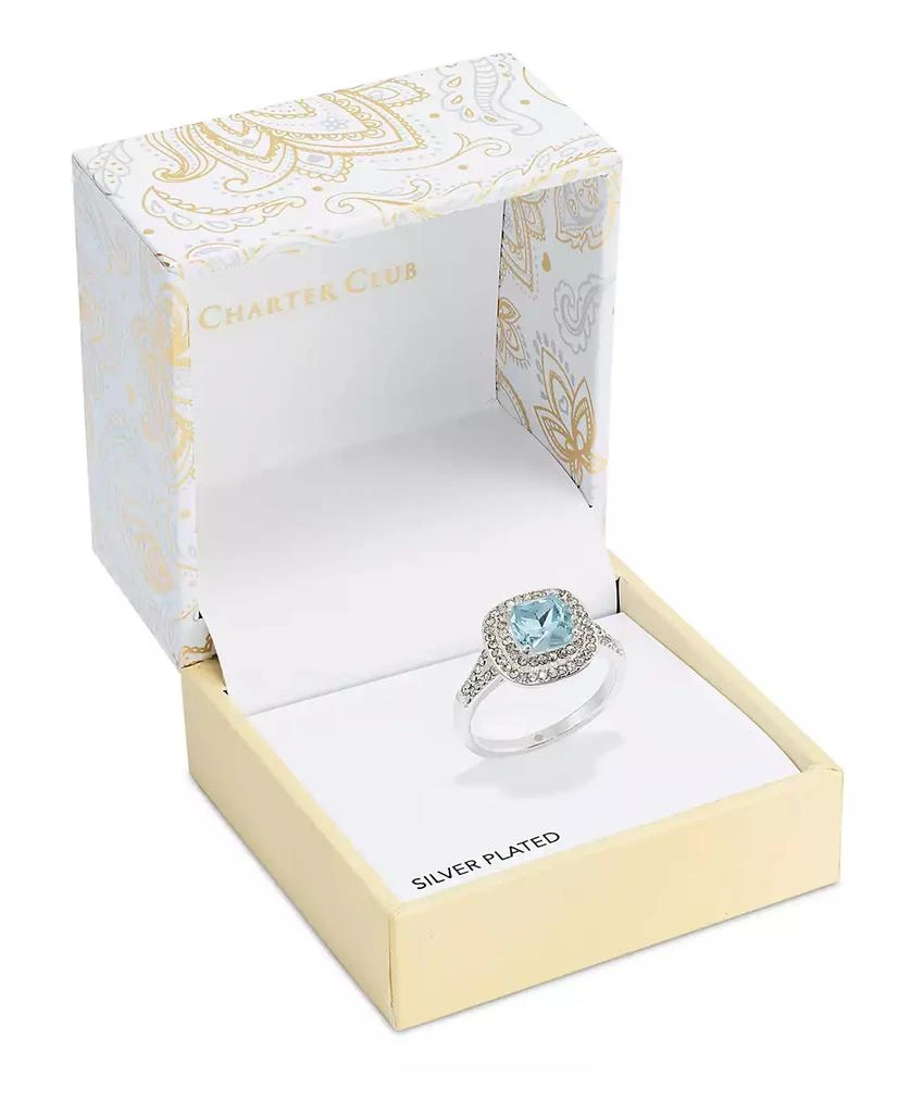 Charter Club Silver-Tone Pavé & Color Crystal Double Square Halo Ring, Created for Macy's 3