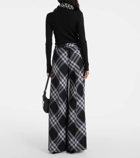 Burberry Checked wool wide-leg pants 3