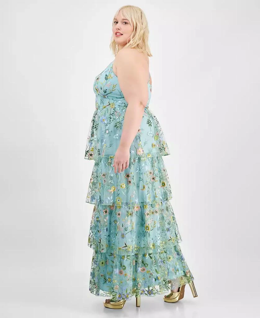 City Studios Trendy Plus Size Floral Embroidered Tiered Sleeveless Gown, Created for Macy's 3
