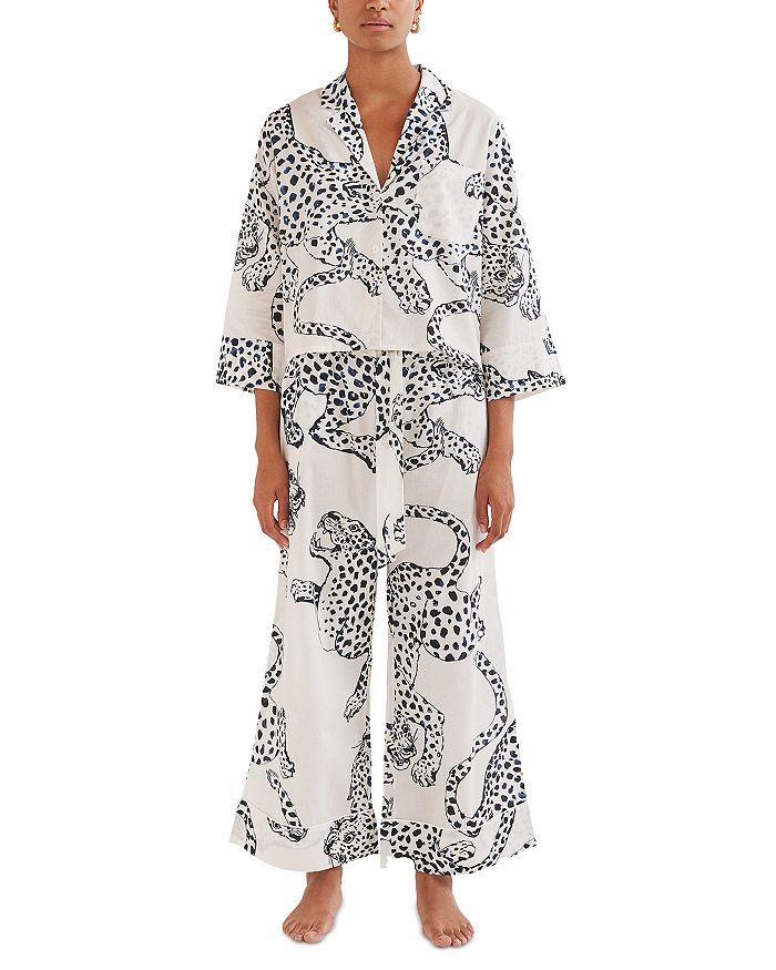 Desmond & Dempsey Jag Print Wide Leg Pajama Set