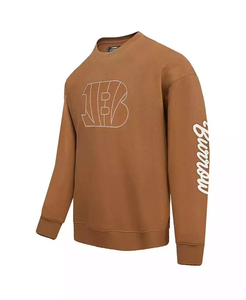 Pro Standard Men's Joe Burrow Brown Cincinnati Bengals Pullover Crewneck Sweatshirt 4