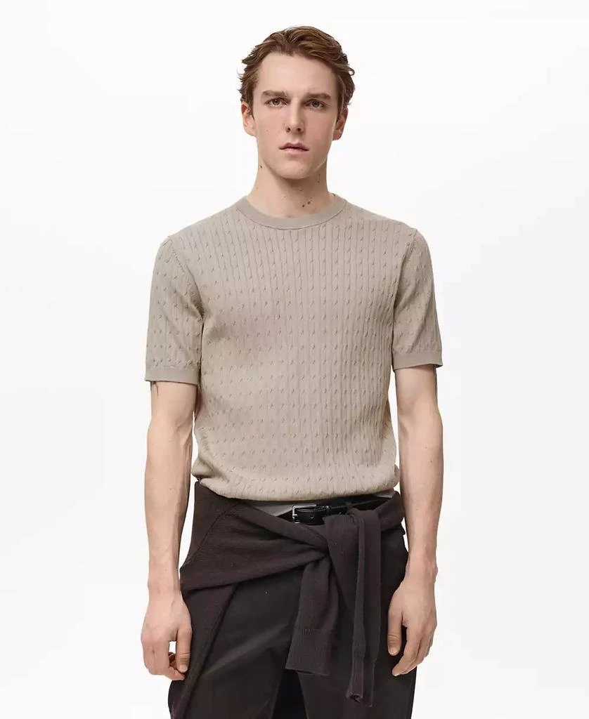 Mango Men's Braided Fine-Knit T-Shirt 1