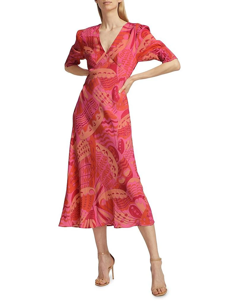 In The Spirit Of Palm Beach Zadie Midi-Dress  On Sale Now with Up to 63%  Off | Discover Exclusive Deals & Savings at BeyondStyle  Authentic Rixo  contemporary|Women's|women's apparel|v-neck|sheath|three-quarter  sleeve|women's|dresses|floral|midi ...