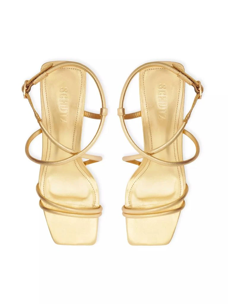 Schutz Aimee 63MM Leather Block Sandals 10