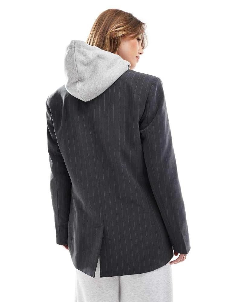 ASOS ASOS DESIGN tailored relaxed blazer in charcoal stripe 4