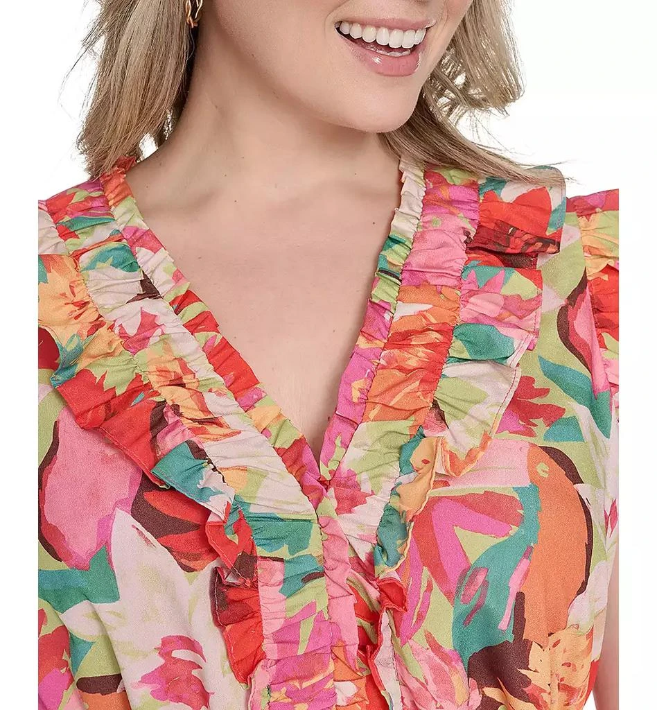 Vince Camuto Plus Size Printed Ruffle Flutter-Sleeve Tiered Midi Dress 3