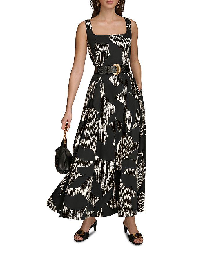 Donna Karan Printed Square Neck Maxi Dress