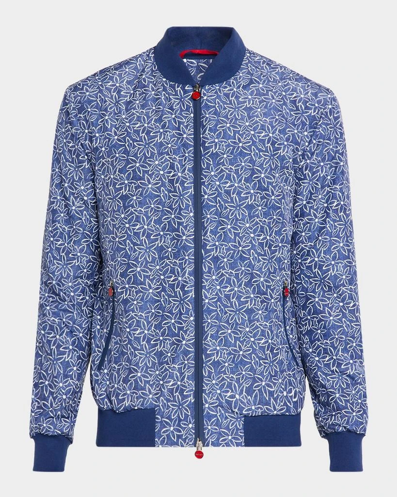 Kiton Men
s Floral Print Ribbed-Trim Blouson