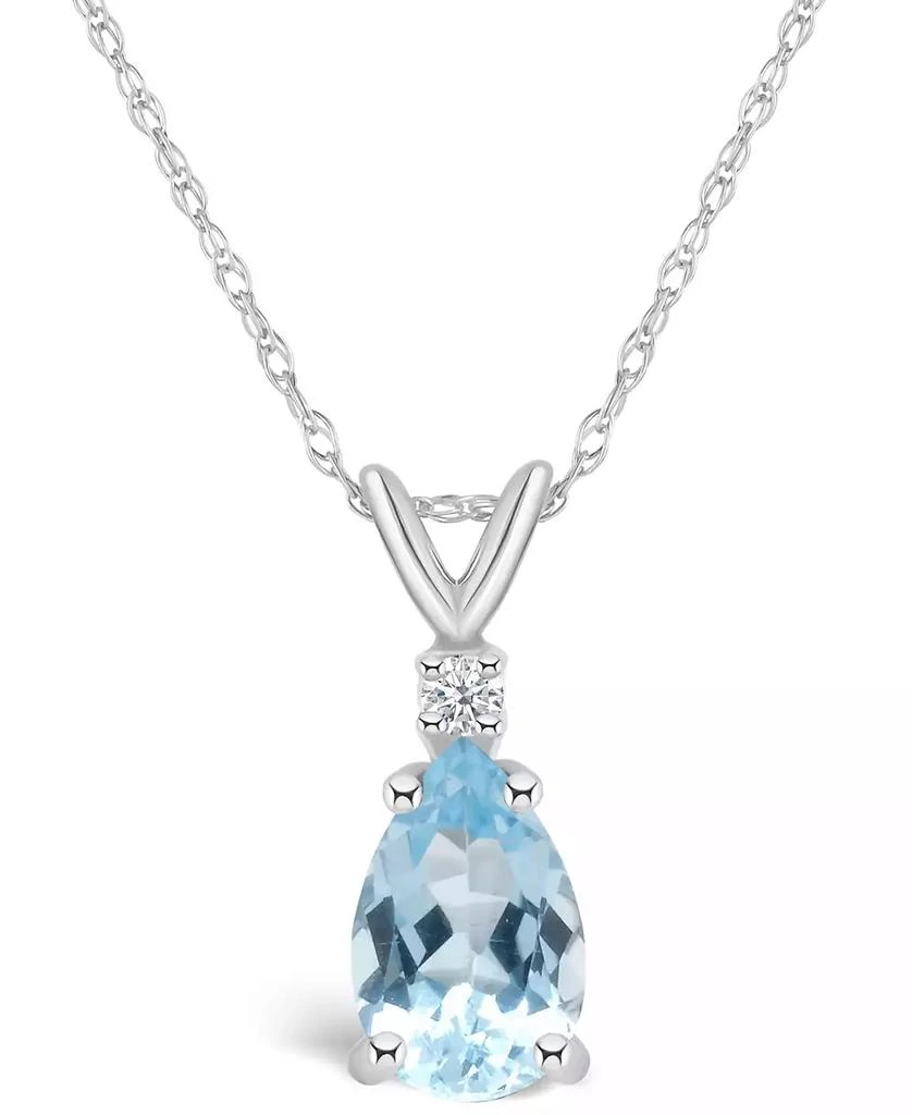 Macy
s Aquamarine (1 ct. t.w.) and Diamond Accent Pendant Necklace in 14K Yellow Gold or 14K White Gold